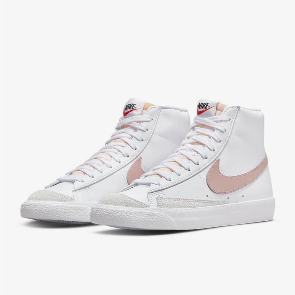 Nike Women's White and Pink High-Top Sneakers
